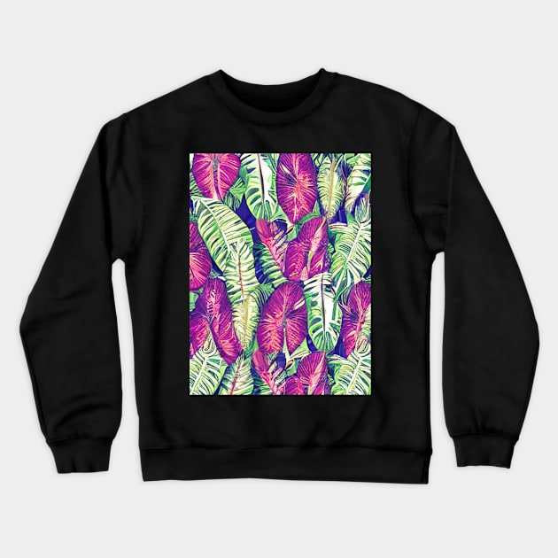 Tropical plants nature background Crewneck Sweatshirt by Alekxemko